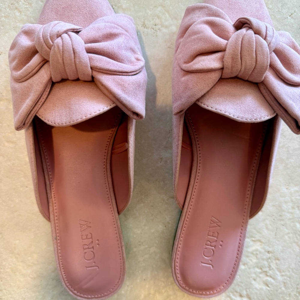 J. Crew Pink Bow Mules